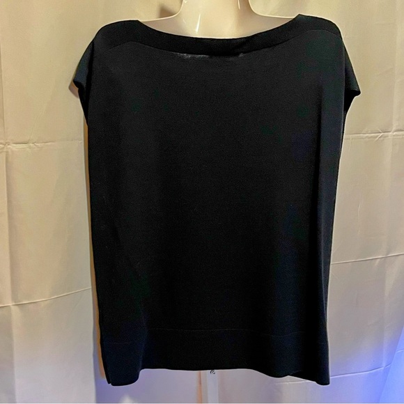 Lafayette 148 New York M Knit Top Black Cutout Cap Sleeve Capsule Old Money Lux - Picture 8 of 10